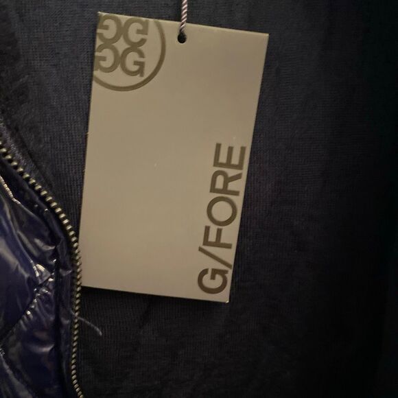 G/FORE Golf Quilted Polished Nylon Wool Lined Puffer Vest Navy Mens Retail $475 - Picture 8 of 12